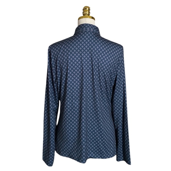 BROOK BROTHERS Women’s Blue Multi Stretch Jersey Polo in Seasonal Print Size L - Picture 7 of 10